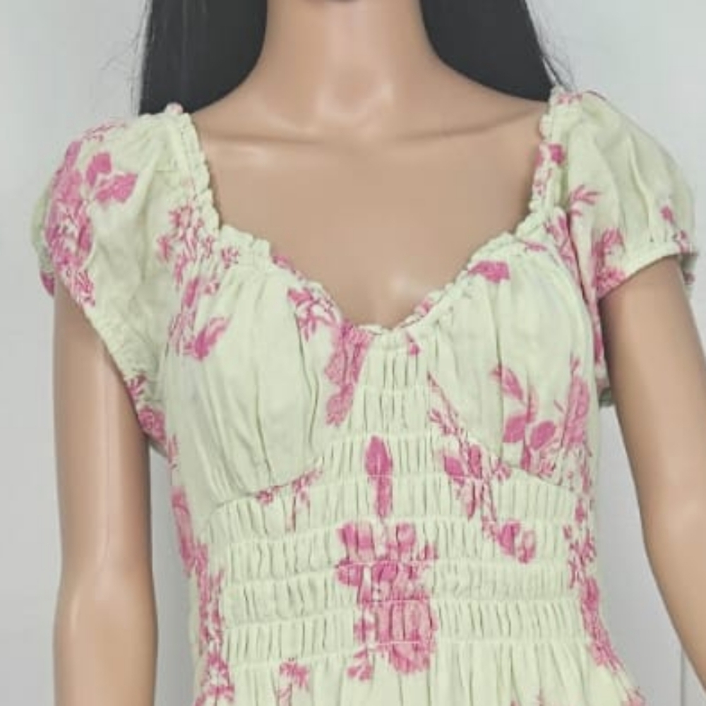Free People Cream and Pink Sundress with Sweetheart Neckline Size M - Picture 8 of 14